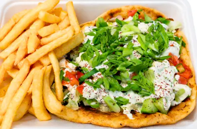 gyro sandwich and fries