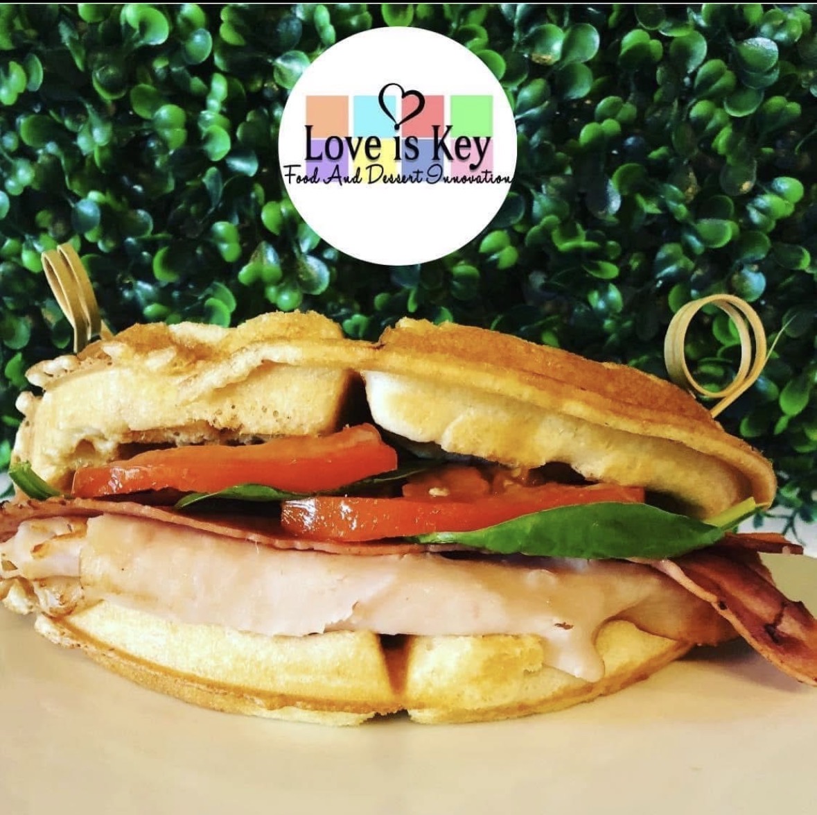 Savory waffle sandwich