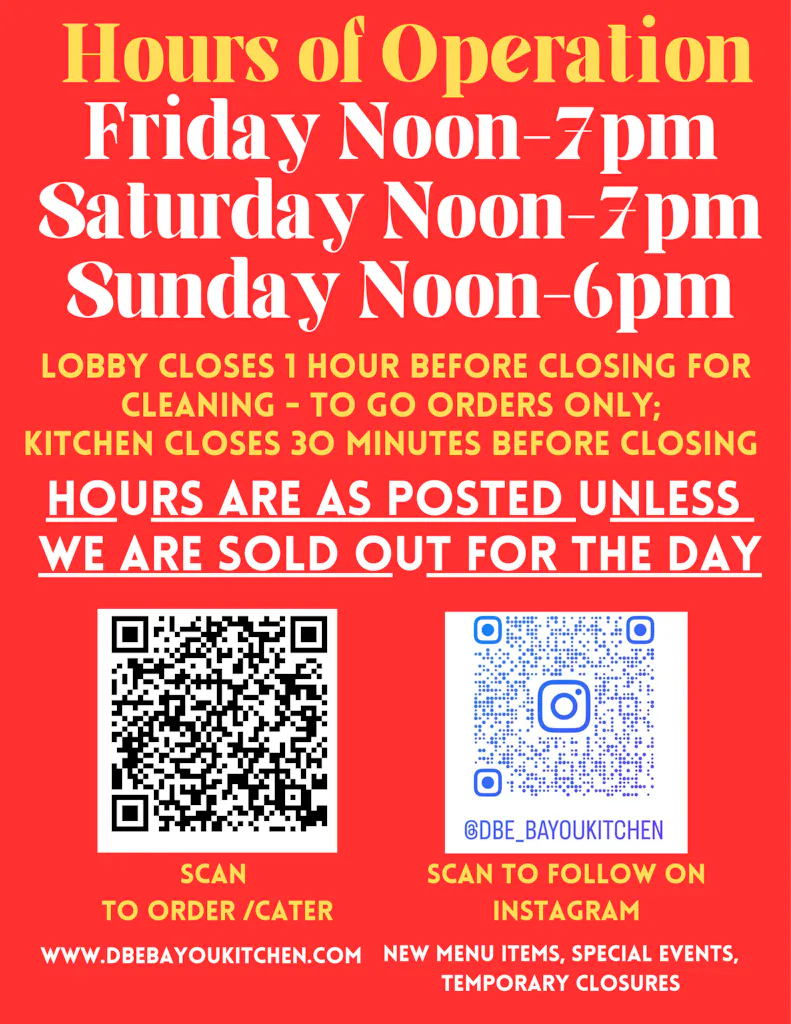 Hours of Operation flyer