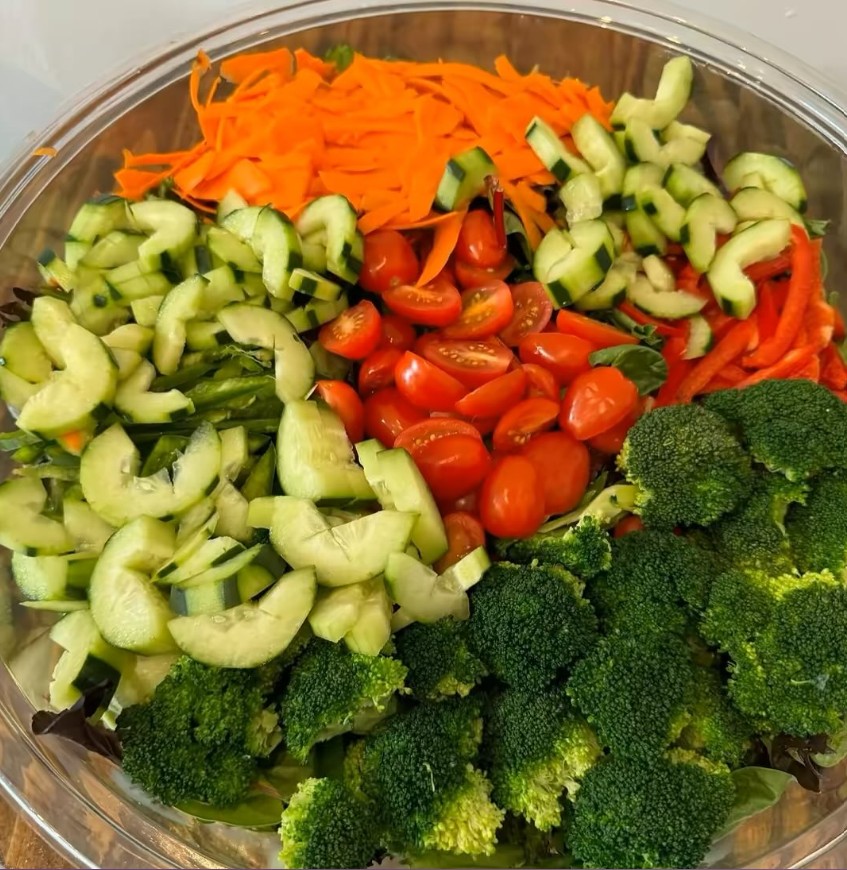 Catering tray of vegetables