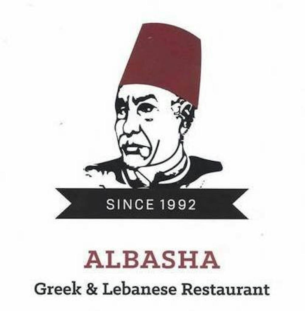 Albasha Greek & Lebanese (Bluebonnet) Logo